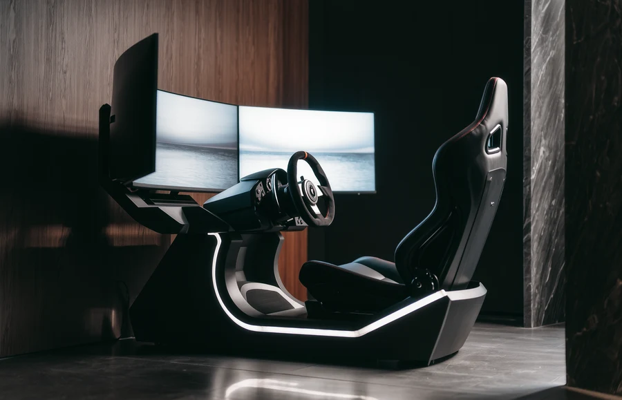 Featured image for Revving Up: Sim Racing and Brand Partnerships showing sim racing content