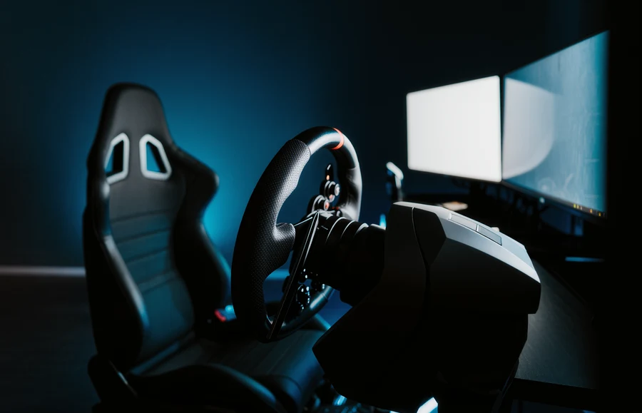 Featured image for Upgrade Your Sim Racing Setup with a Monitor Stand showing sim racing content